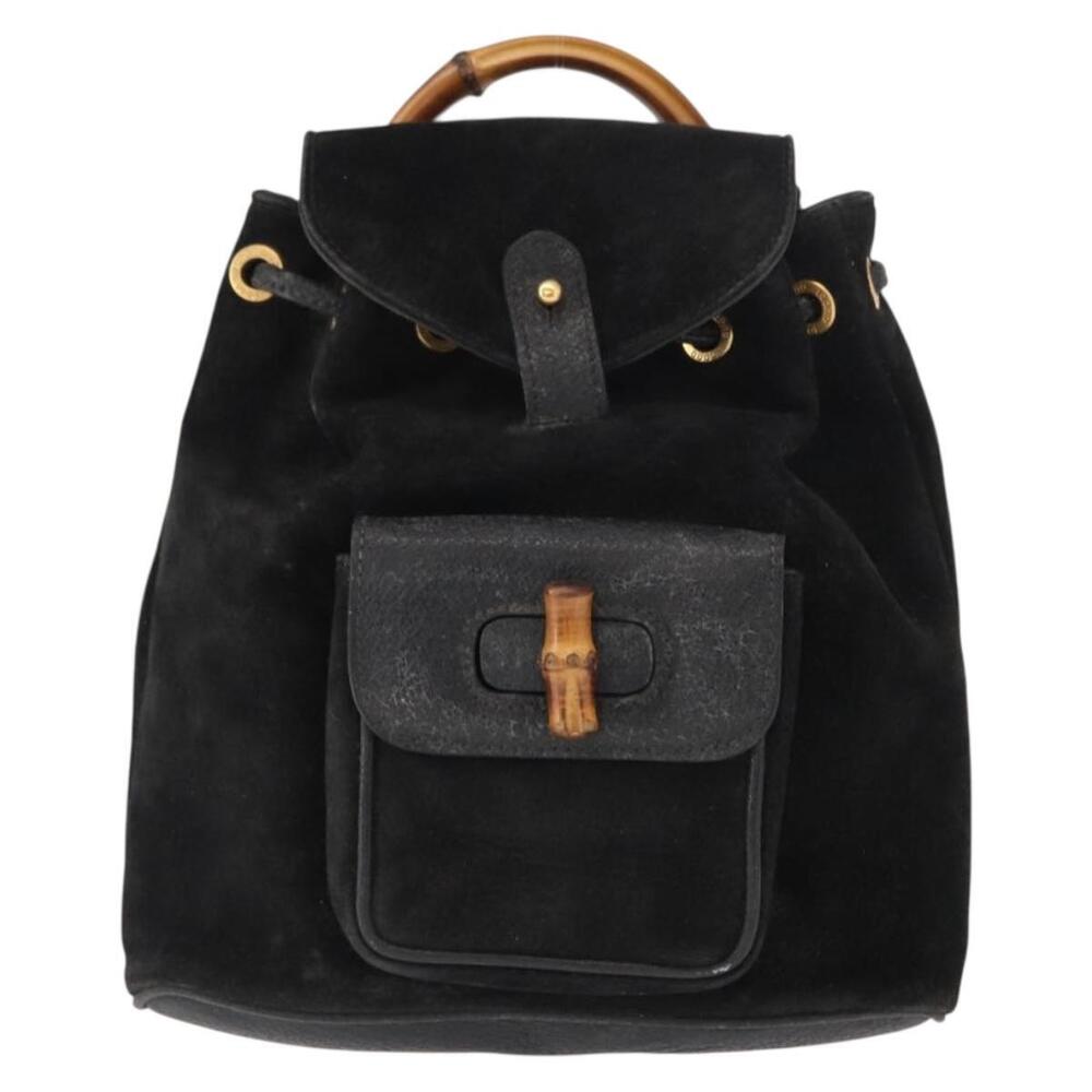 GUCCI Bamboo Backpack Leather Black Gold 003 2058 0030 Auth 156278 - Picture 13 of 16